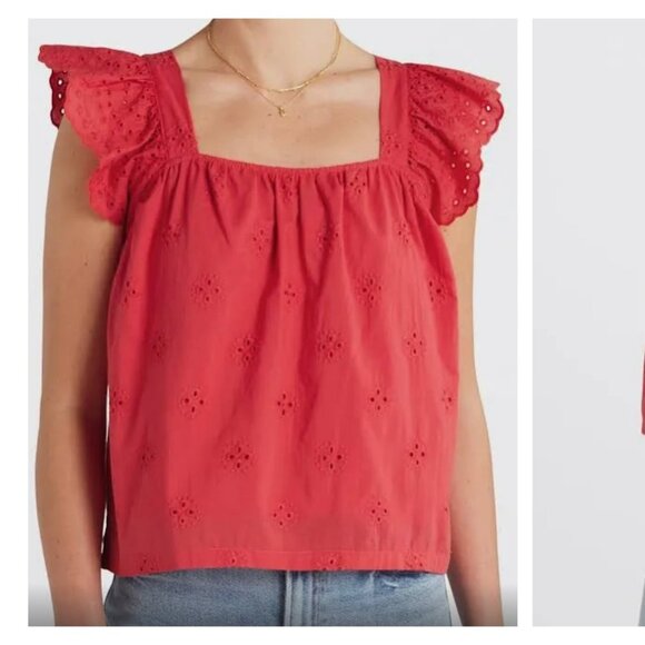 Design History Tops - Stitch Fix Design History Brianna Ruffle Sleeve Eyelet Top Large Sleeveless Pink